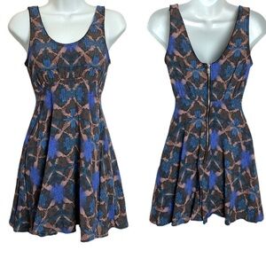 Free People Blue and Pink Mini Dress